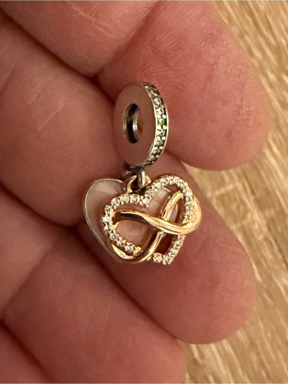 Rose Gold Heart & Infinity Charm Pendant - Women Jewelry